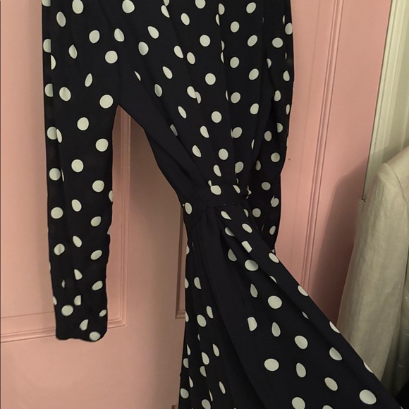 Hobbs London Polka Dot Navy and White Dress - Picture 6 of 7